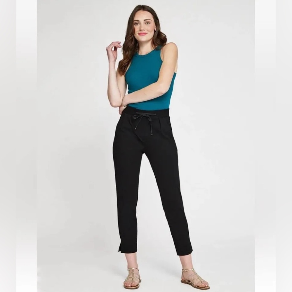 Betabrand Tie Waist‎ Black Pull On Work Pants Size Large Petite READ DESCRIPTION